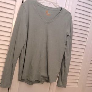 New! Light green vneck long sleeve shirt
